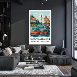 Woodward Ave Michigan Car Cruise Poster