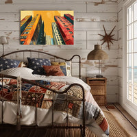 Urban Skyline Pop Art Poster: Vibrant Cityscape