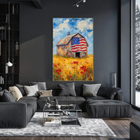 patriotic barn in the countryside Poster