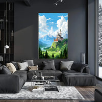 Fantasy Castle Adventure: Whimsical Landscape Art Print