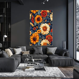 Vibrant Floral Illustration with Modern Artistic Poster