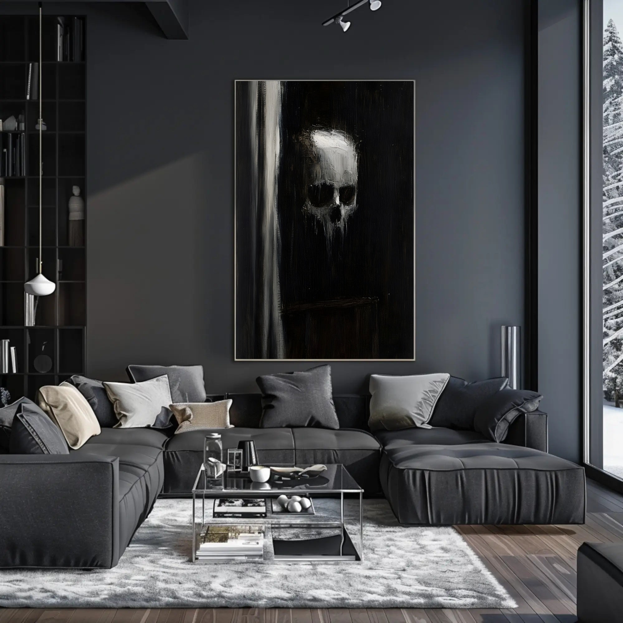 Haunting Textured Skull Dark Abstract Artistic Poster PosterGoat
