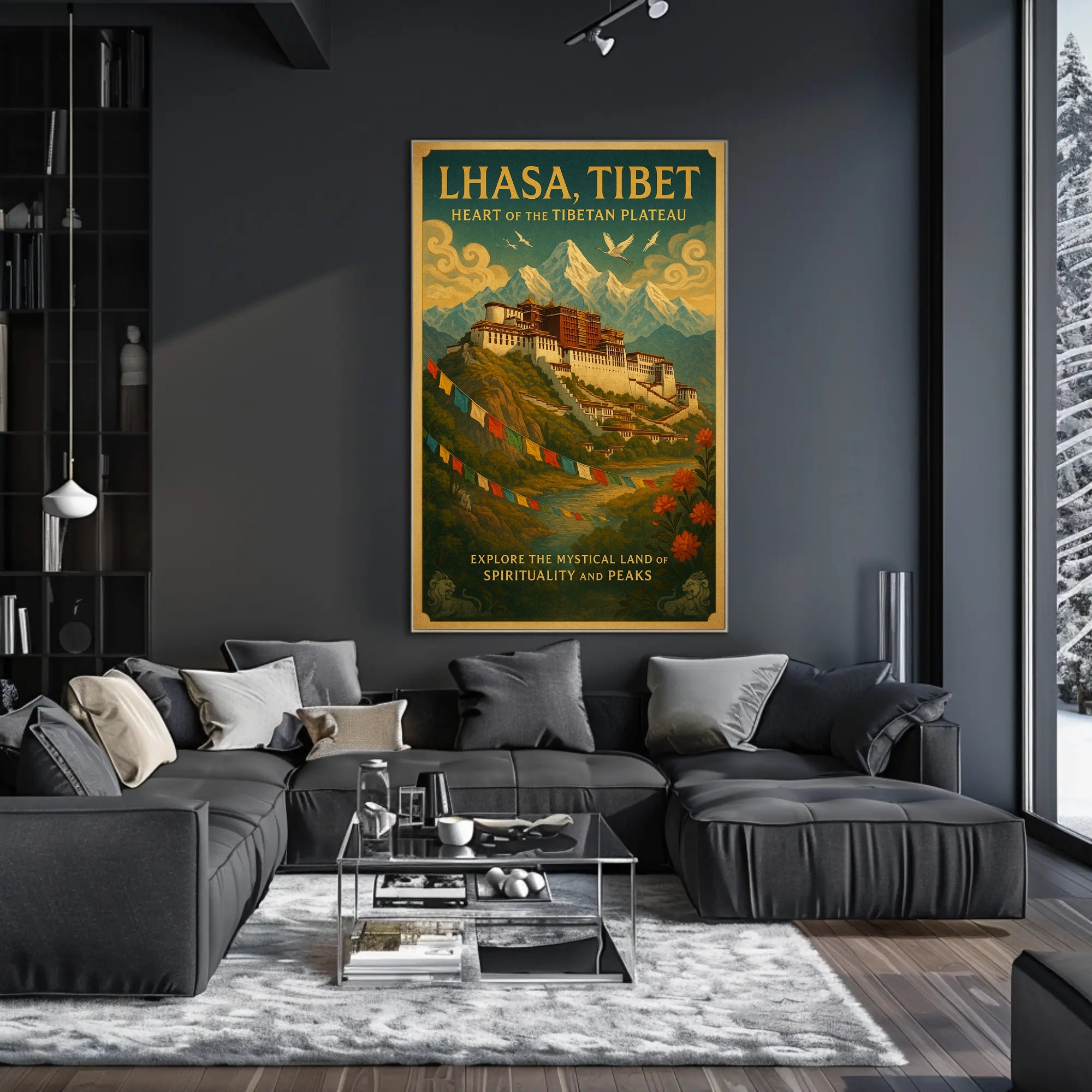 Lhasa Vintage Travel Poster with Tibetan Spiritual Essence