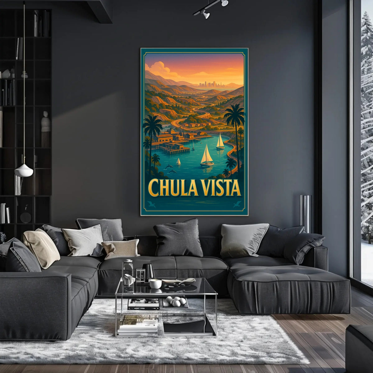 Chula Vista Scenic View Vintage Coastal Sailboats Poster