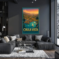 Chula Vista Scenic View Vintage Coastal Sailboats Poster