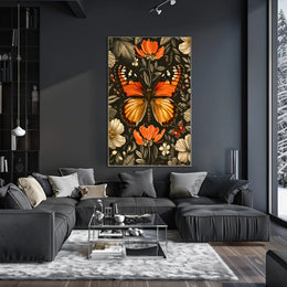 Vibrant Butterfly and Flowers Decorative Animal Poster