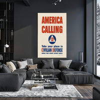America Calling: Civilian Defense WWII Propaganda Poster