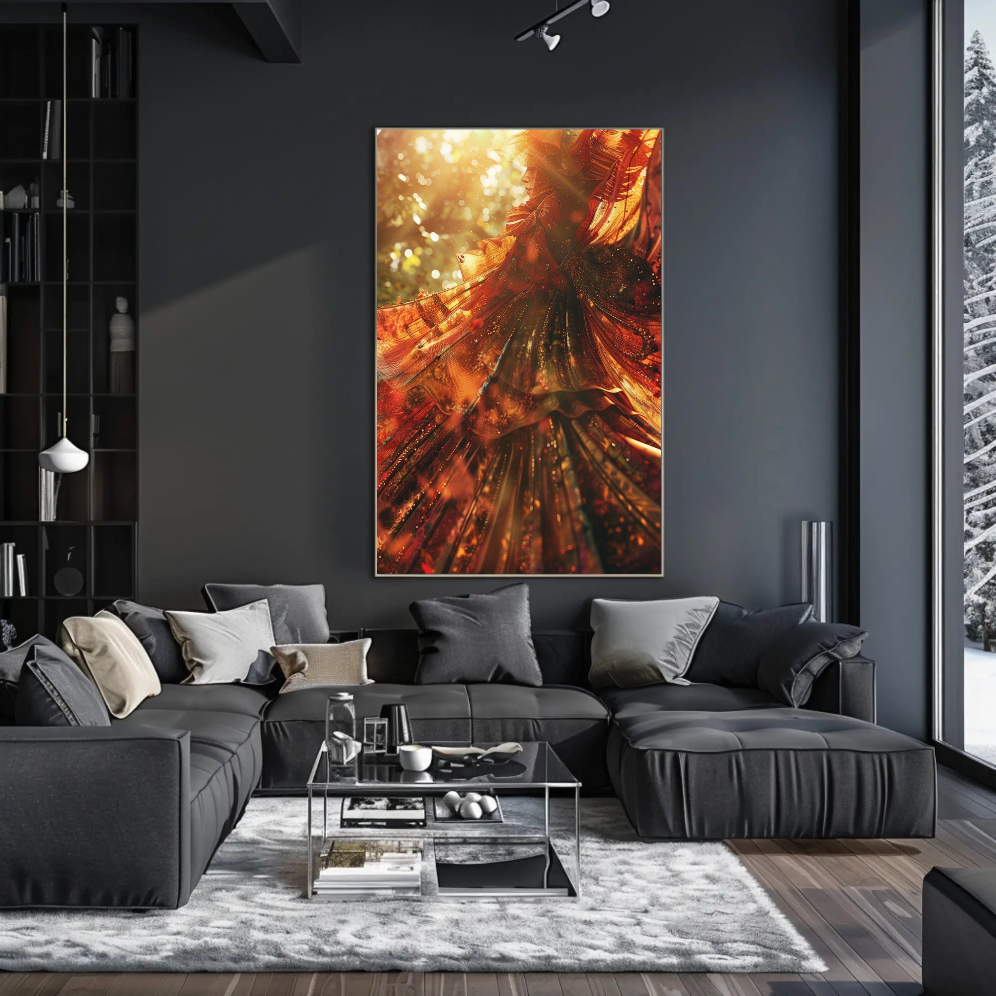 Mystical Enchantment in Grand Candle-Lit Library Poster PosterGoat