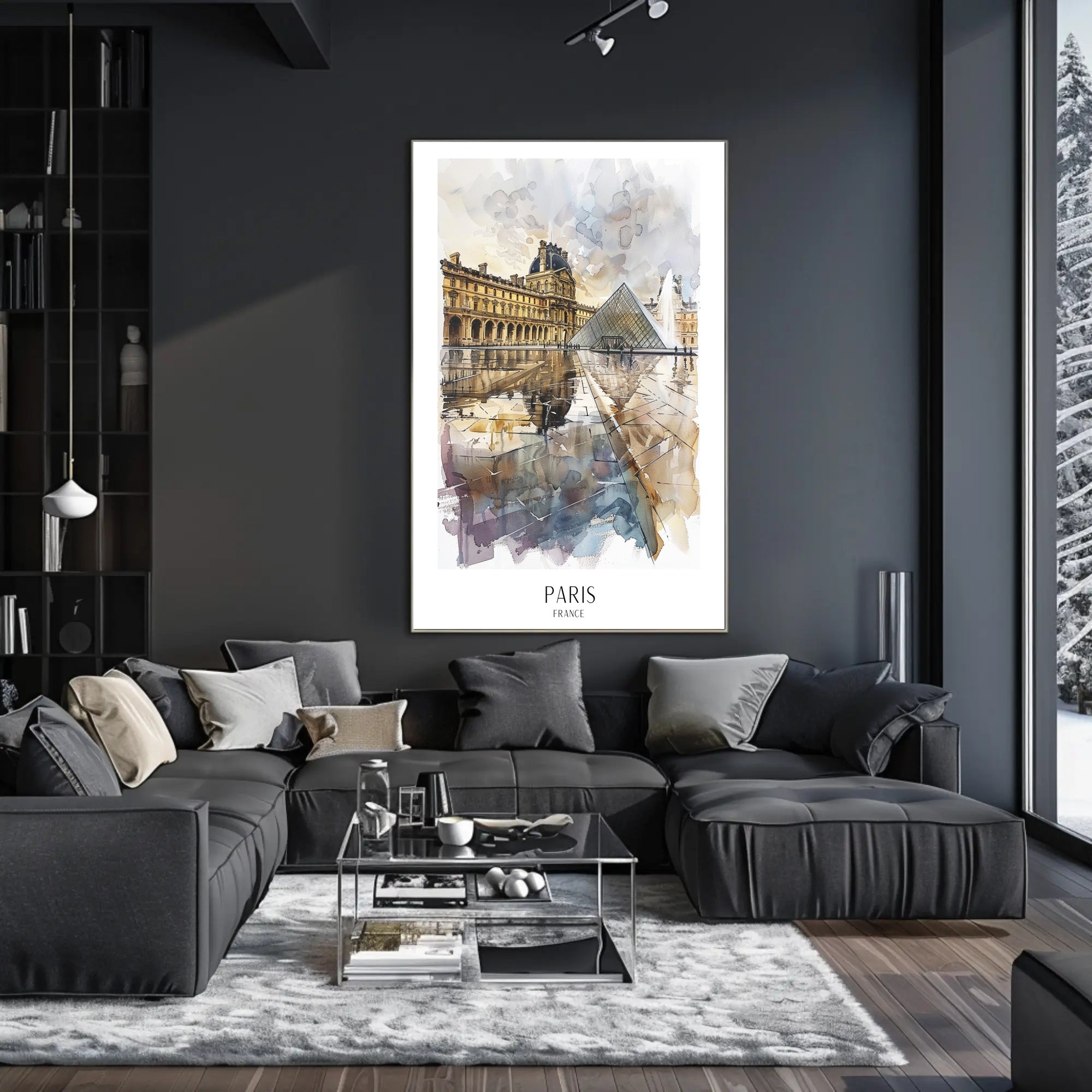 Louvre Museum Paris Watercolor Illustration Urban or Cityscape Poster PosterGoat