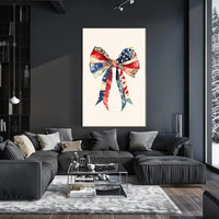 Large Coquette Bow American Flag Watercolor Art Poster