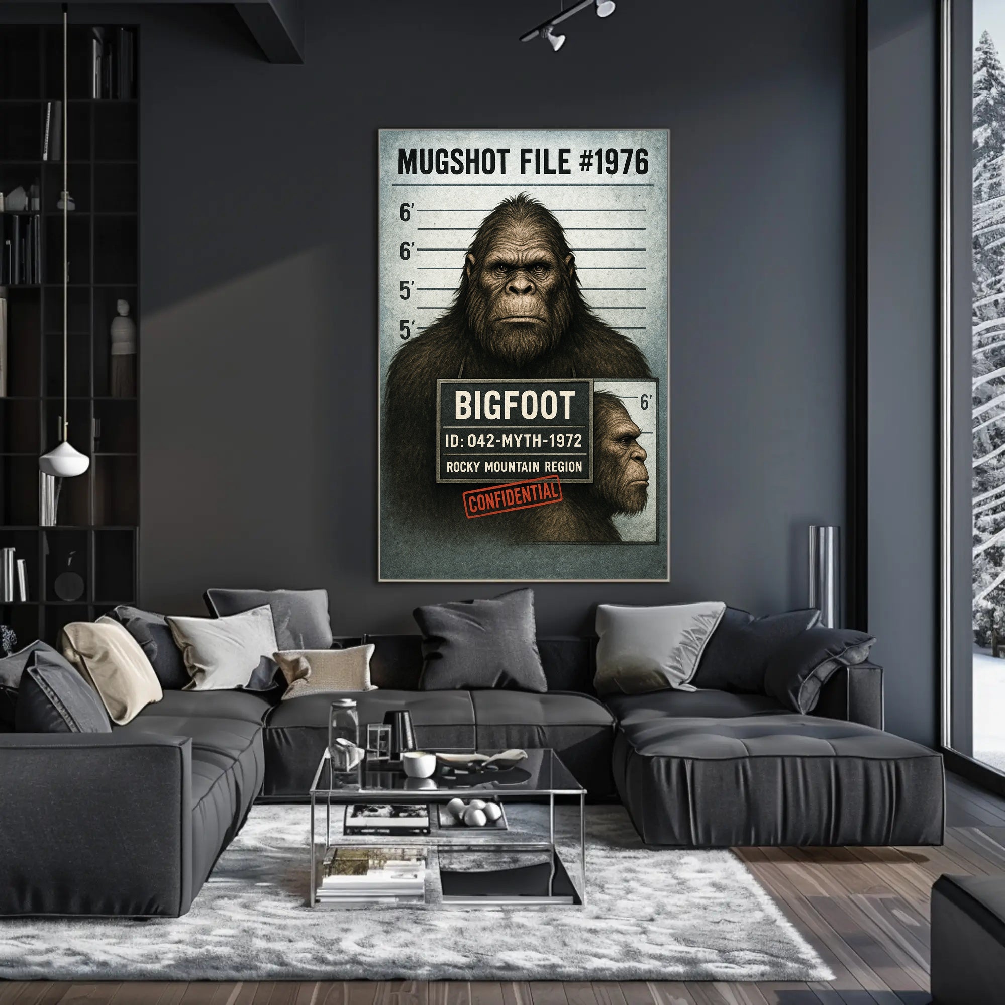 Bigfoot Mugshot  Mythical Sighting Poster PosterGoat