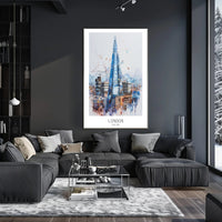 The Shard Watercolor London Urban or Cityscape Poster PosterGoat