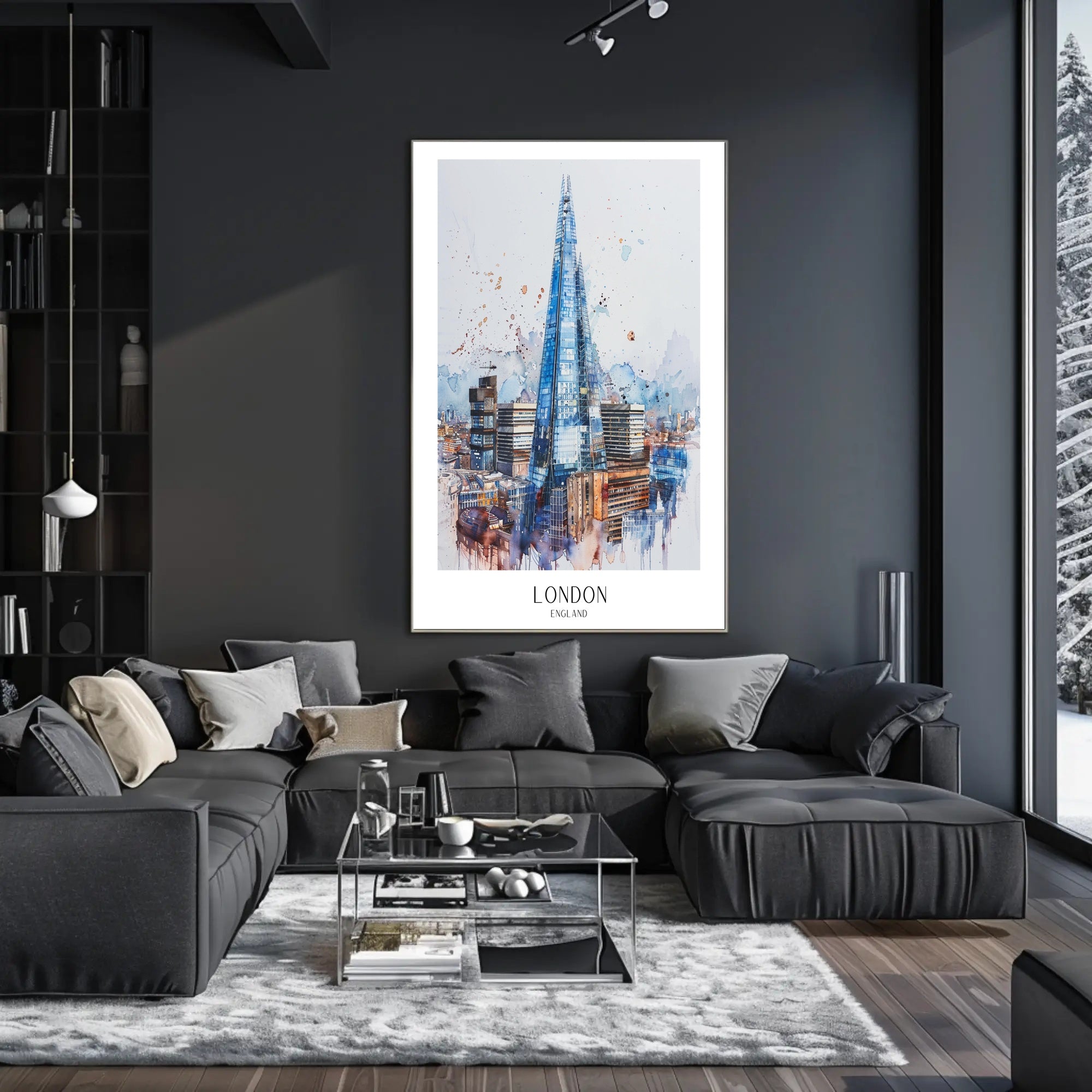 The Shard Watercolor London Urban or Cityscape Poster PosterGoat