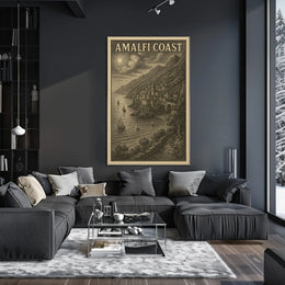 Amalfi Coast Vintage Illustration Poster