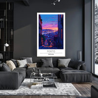Porto Evening Skyline: Enchanting Travel Poster