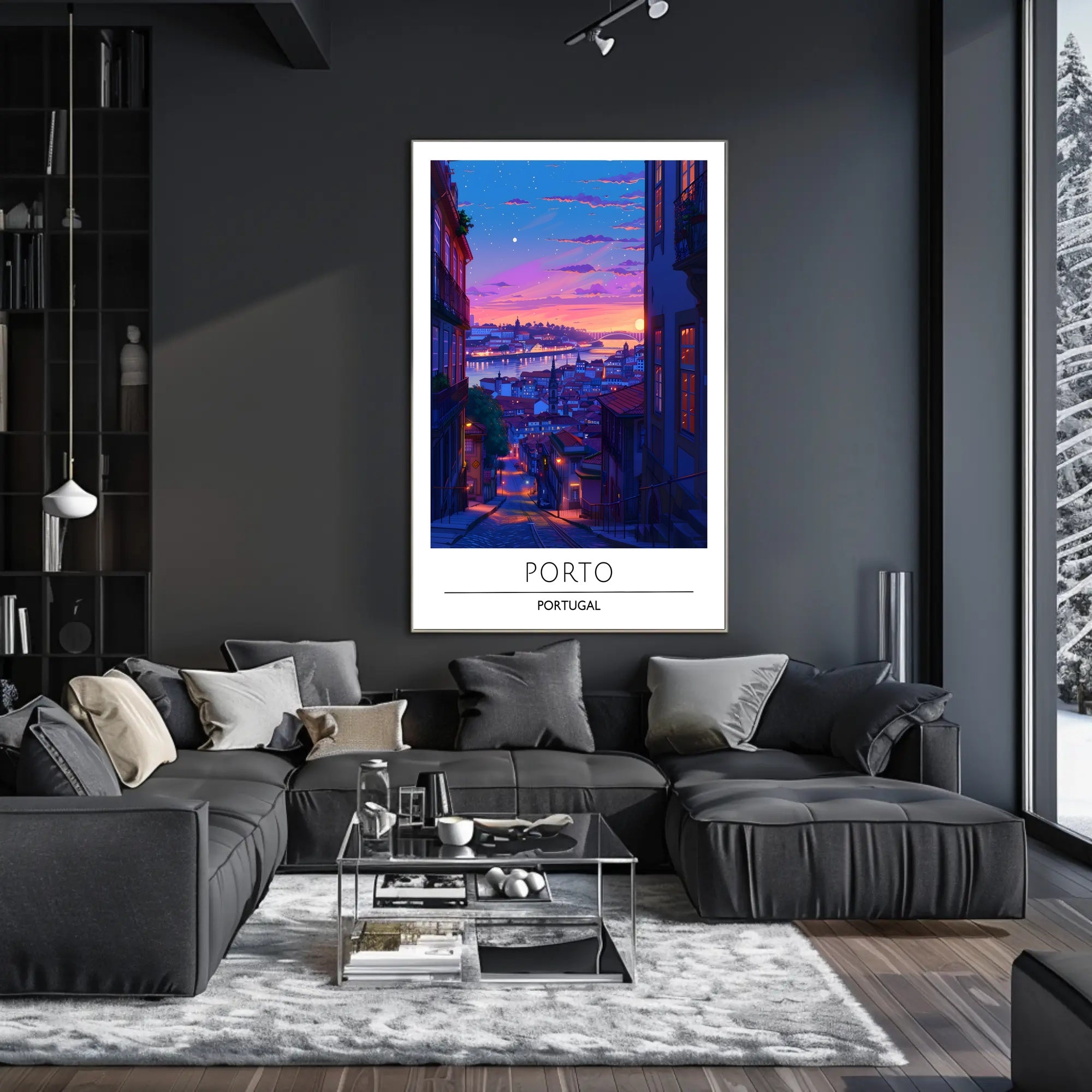 Porto Evening Skyline: Enchanting Travel Poster