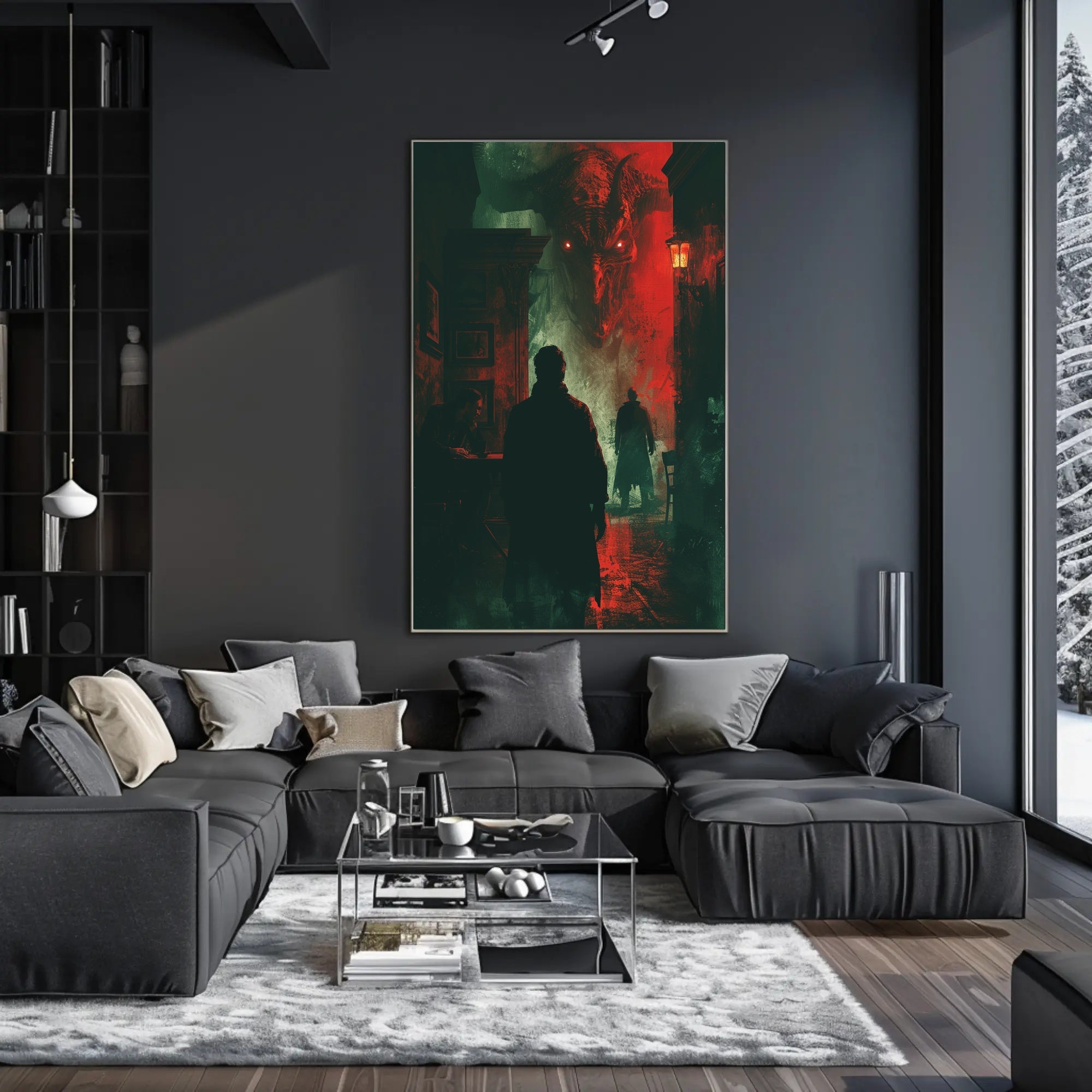 Dark Gothic Horror Scene with Investigators – Fantasy or Mythology Poster PosterGoat