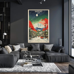 Sapporo Winter Wonderland Vintage Travel Poster