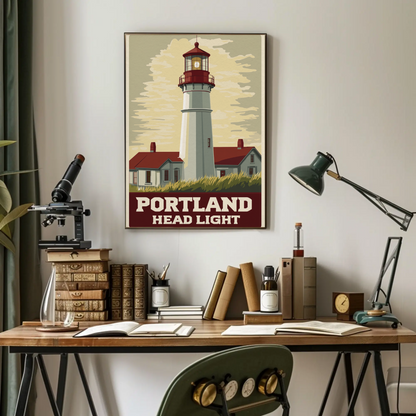 Portland Head Light - Maine Vintage Travel Poster