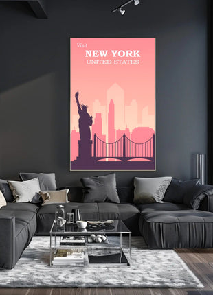 New York Landmarks Vintage Travel Poster