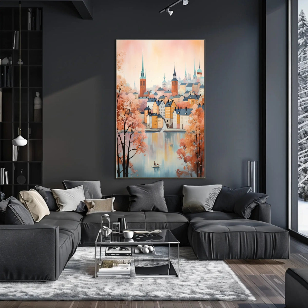 Northern European Waterfront Nostalgia Artistic Cityscape Travel Poster