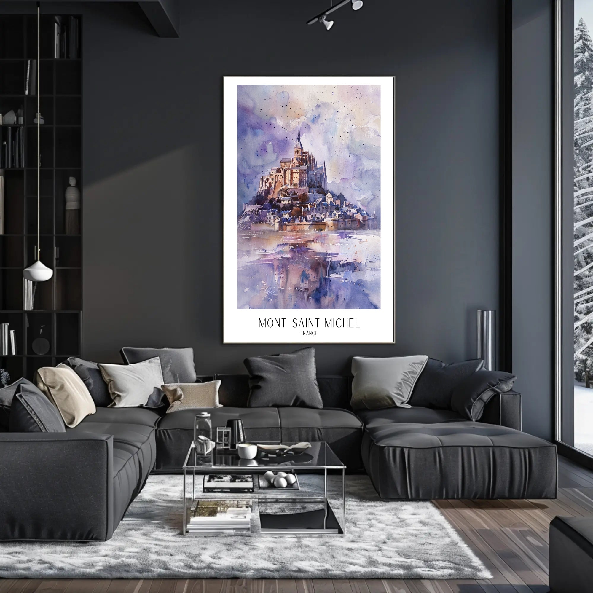 Mont Saint-Michel Watercolor Travel Art Poster PosterGoat