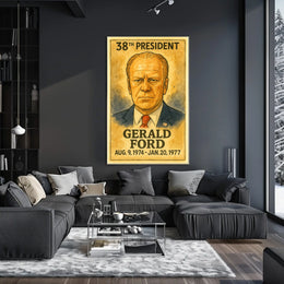 Gerald Ford 38th President of the United States Exaggerated Cartoon Sketch Poster