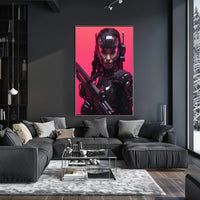Cybernetic Warrior in Futuristic Sci-Fi Poster