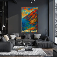 Amalfi Coast Vibrant Landscape Poster Wall Art 18x24
