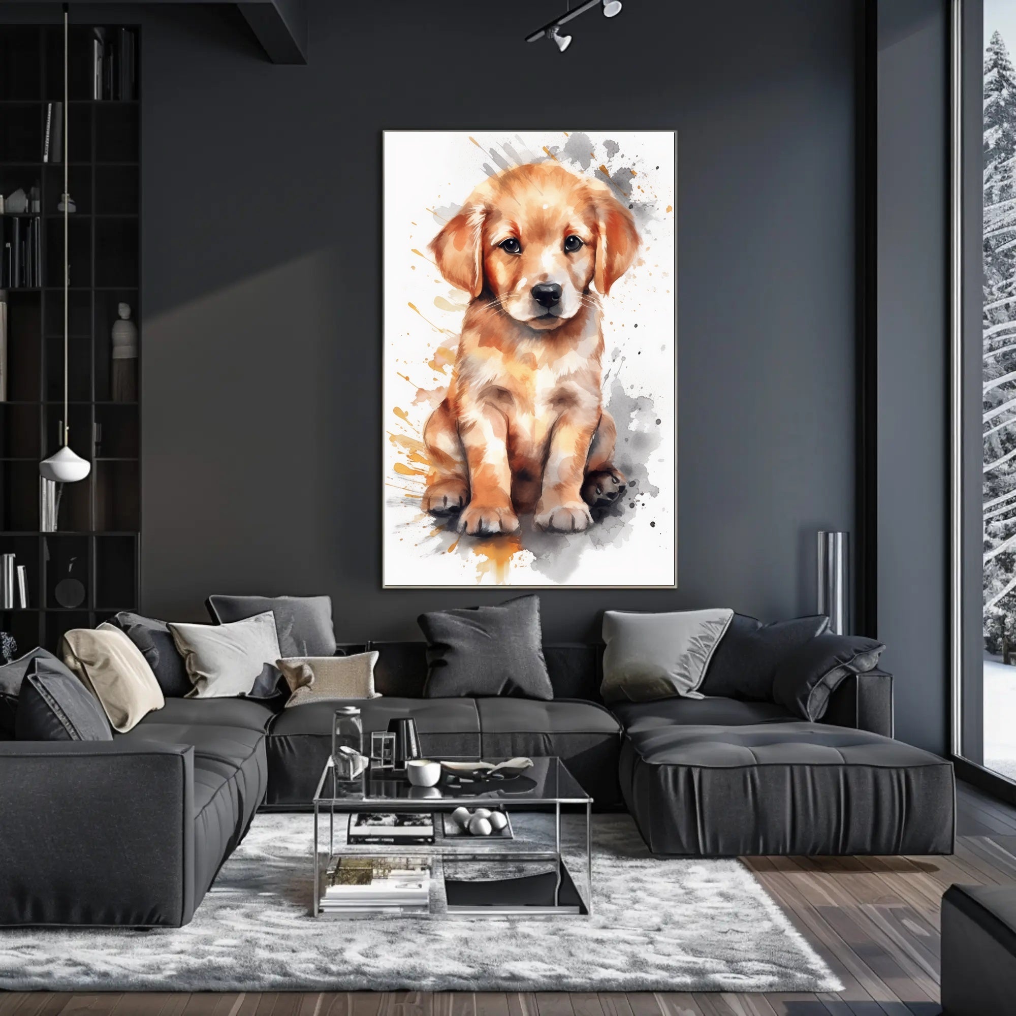 Puppy Portrait Watercolor Poster Wall Art