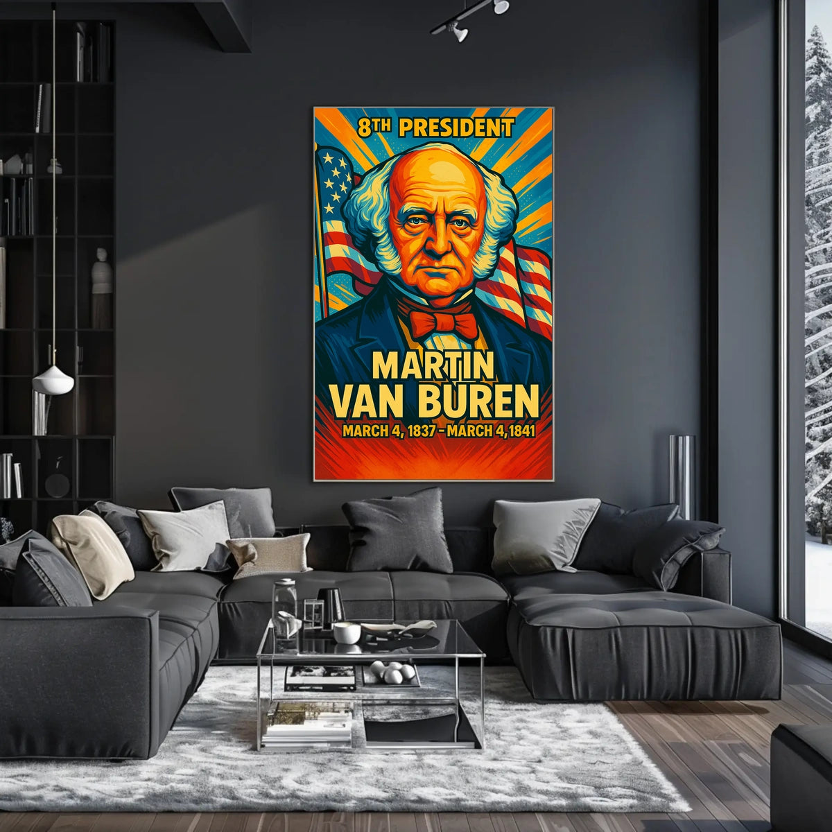 Martin Van Buren 8th President of the United States Colorful Comic Book Style Poster