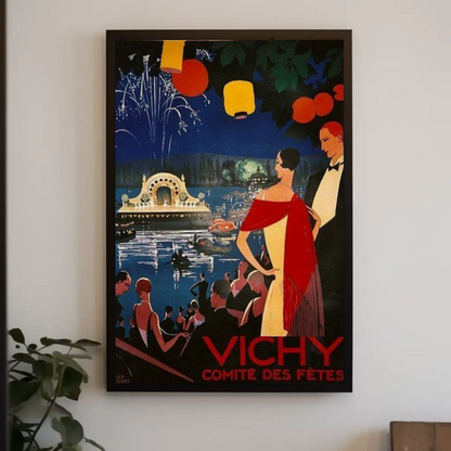Vichy France - Comté des Fêtes Vintage Travel Poster