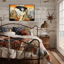 Surreal Silver-Haired Woman in Artistic Poster