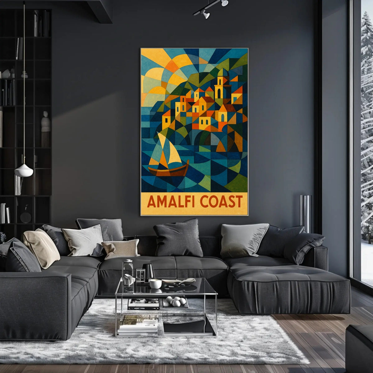 Amalfi Coast Geometric Splendor Poster Wall Art Print