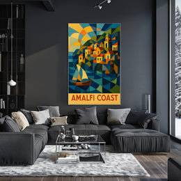 Amalfi Coast Geometric Splendor Poster Wall Art Print