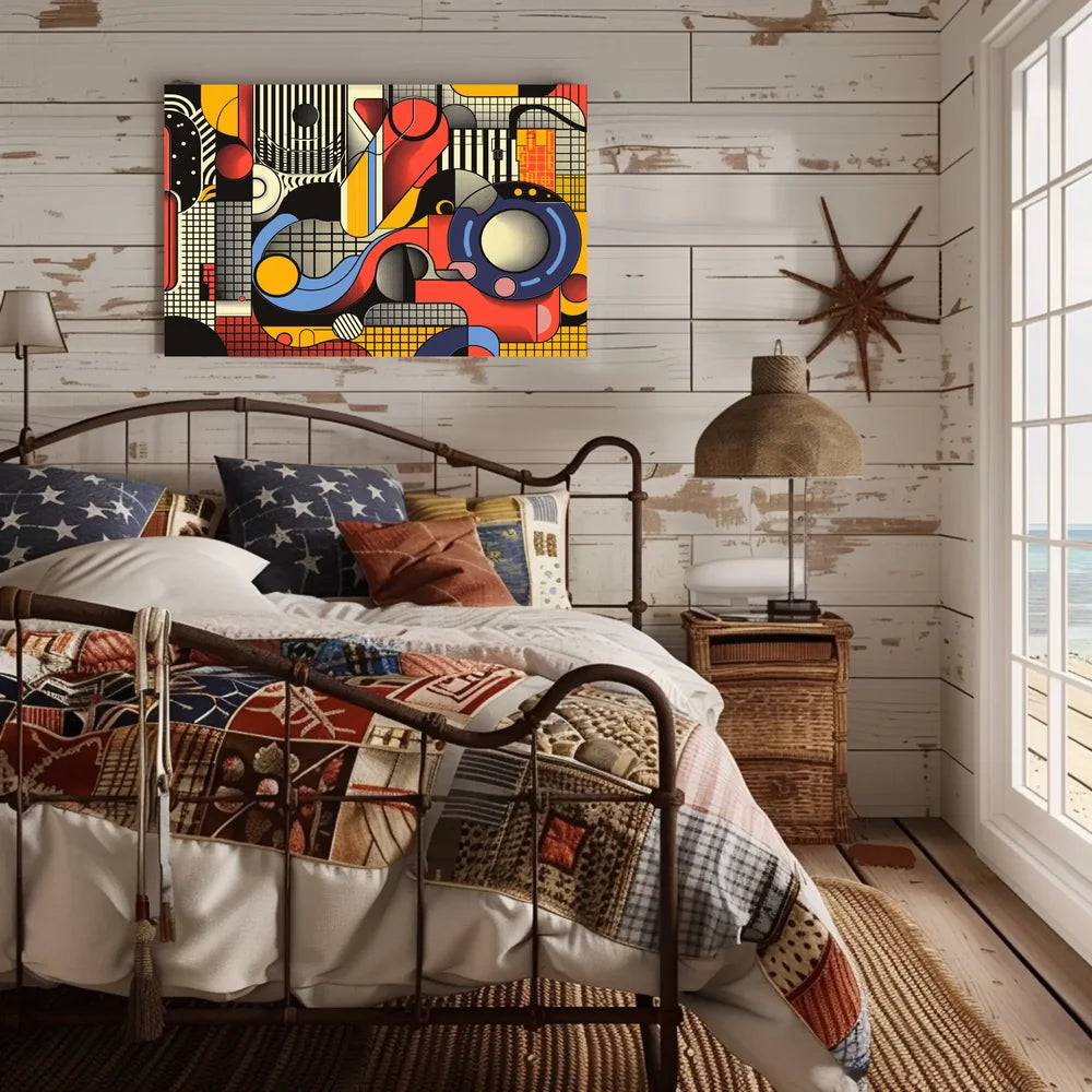 Vibrant Abstract Geometric Pop Art Poster Print