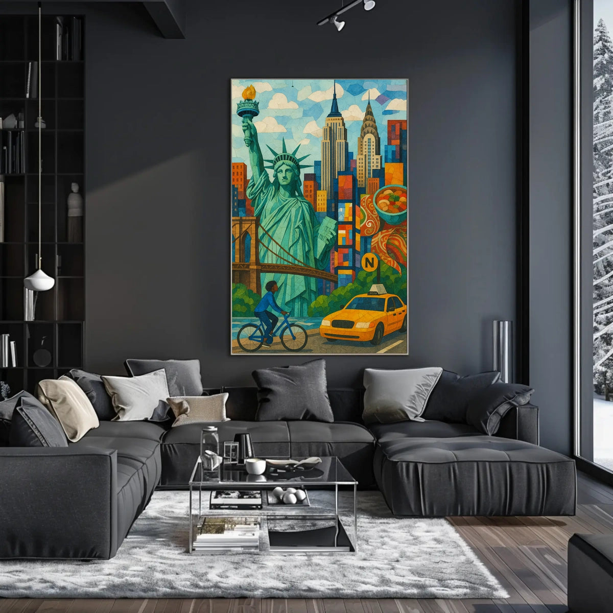 Iconic New York City Mosaic Art Poster Abstract Wall Art