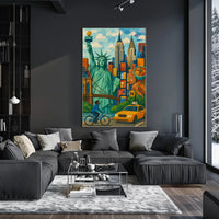Iconic New York City Mosaic Art Poster Abstract Wall Art