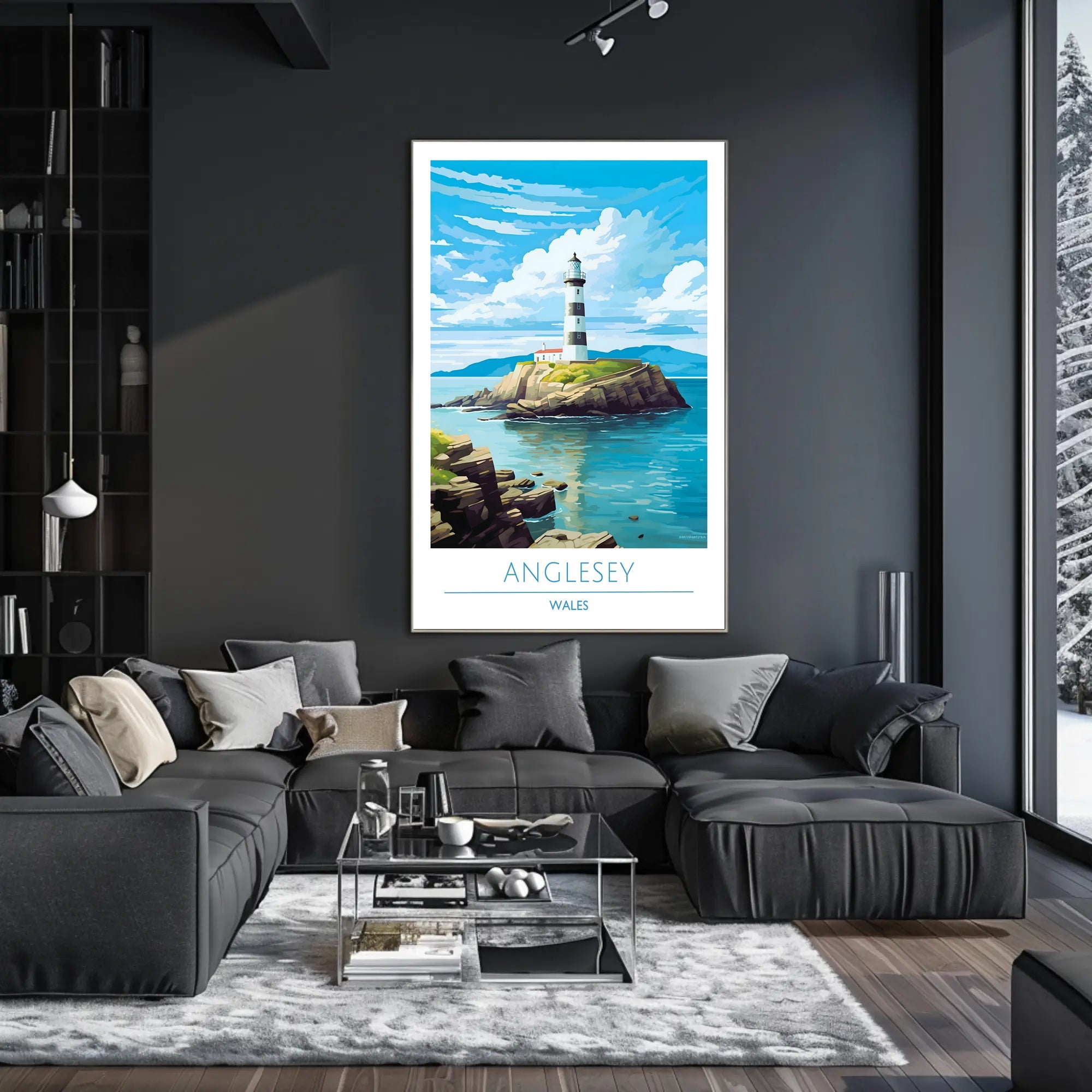 Scenic Lighthouse Art Print: Explore Wales Travel Poster
