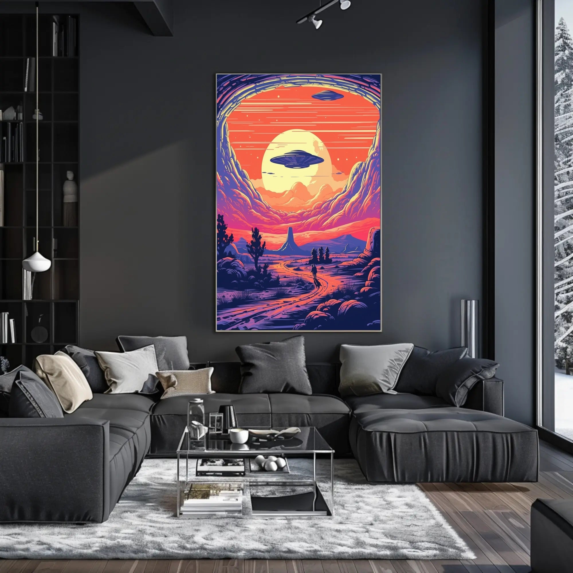Cosmic Sunset Encounter Poster