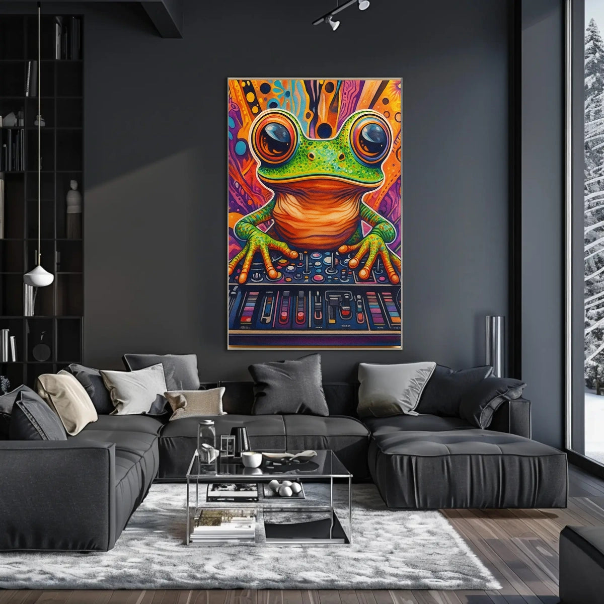 Whimsical Frog DJ Art Print: Abstract, Artistic, or Pop Culture Poster