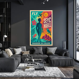 Fly to Seychelles Adventure – Vibrant Travel Poster PosterGoat