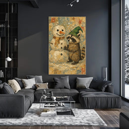 Winter Wonderland With Raccoon And Poster