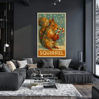 Geometric Squirrel with Candy Cane Poster