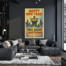 Happy New Year 2024 Times Square Countdown Poster