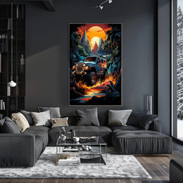 Adventurous Off-Road Tropical Landscape Art Poster