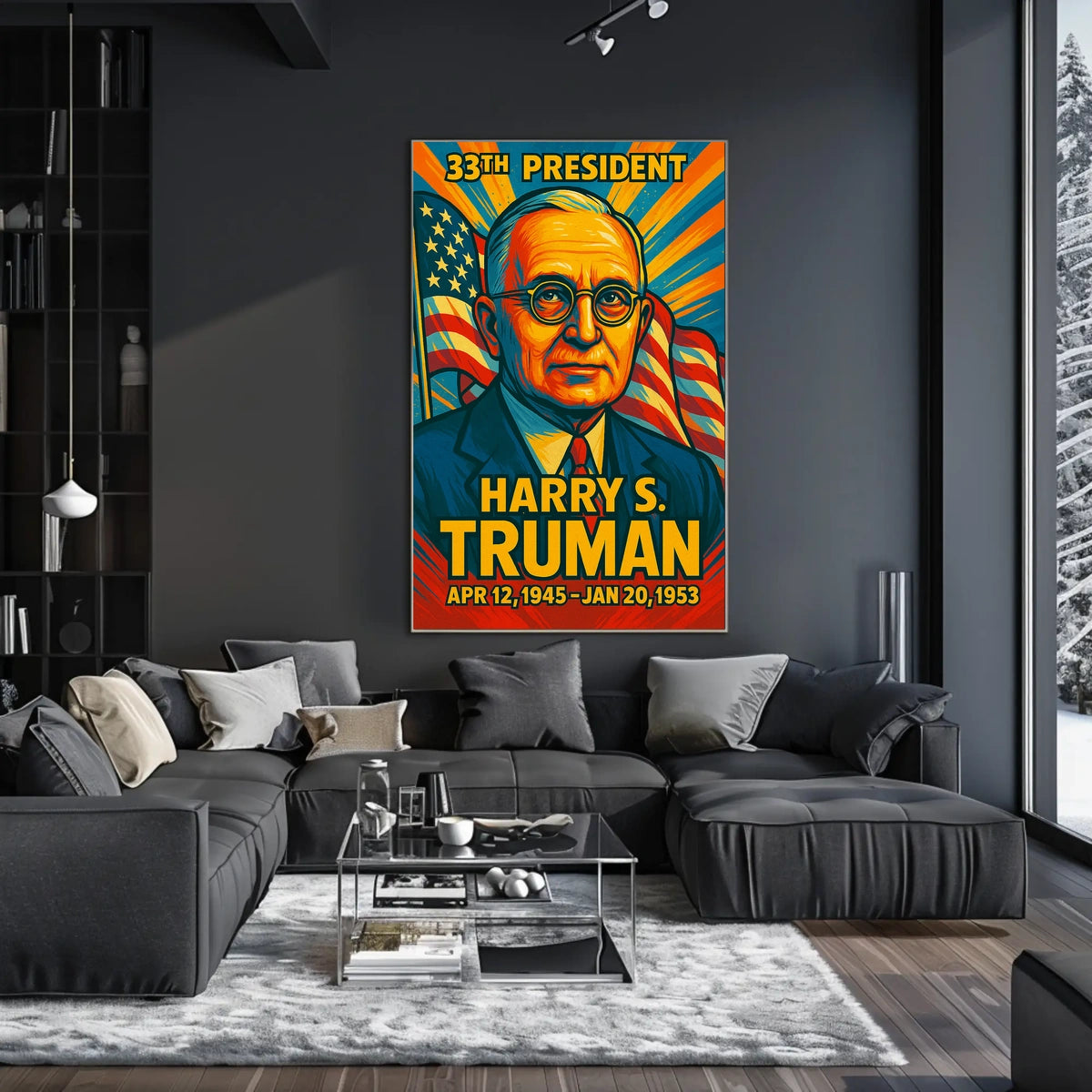 Harry S. Truman 33rd President of the United States Colorful Comic Book Style Poster