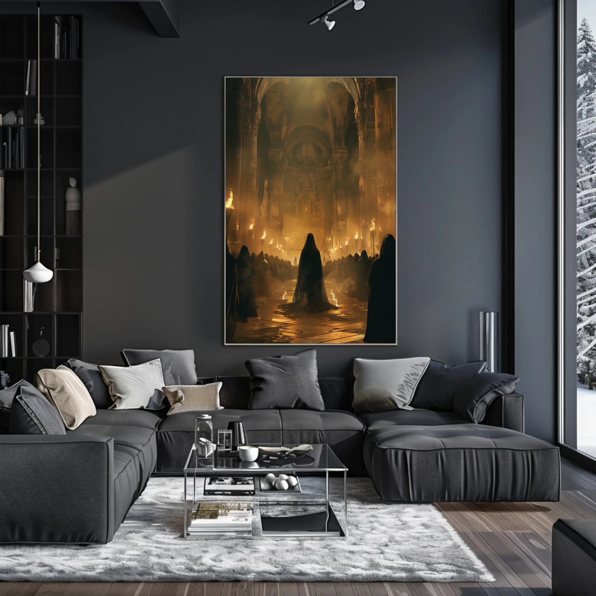 Mystical Gathering in Ancient Grand Hall Poster PosterGoat