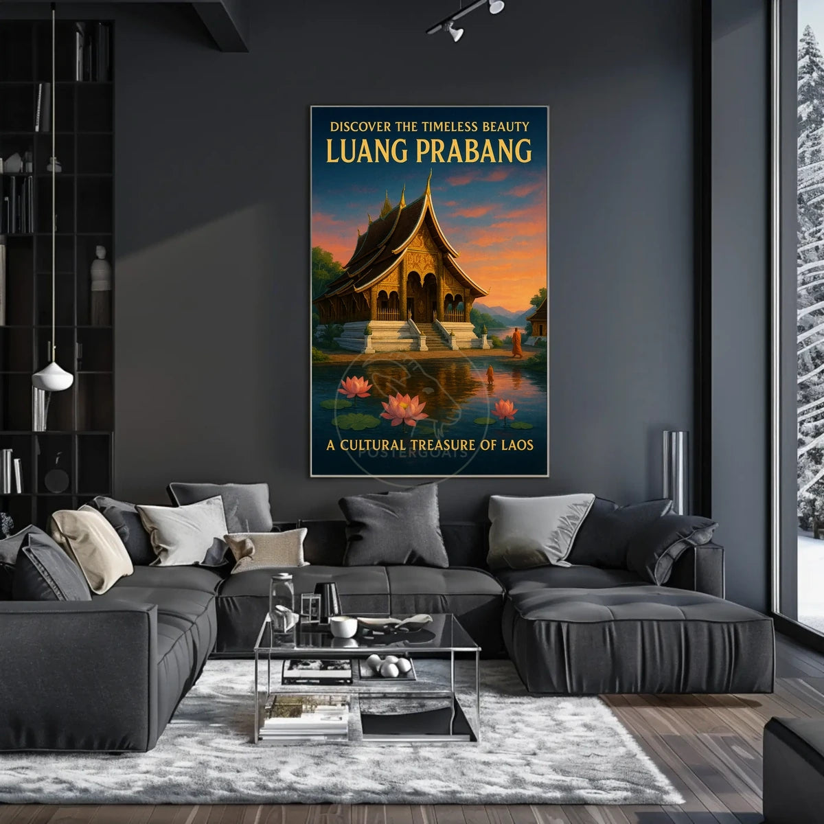 Luang Prabang Cultural Treasure Photorealistic Travel Poster