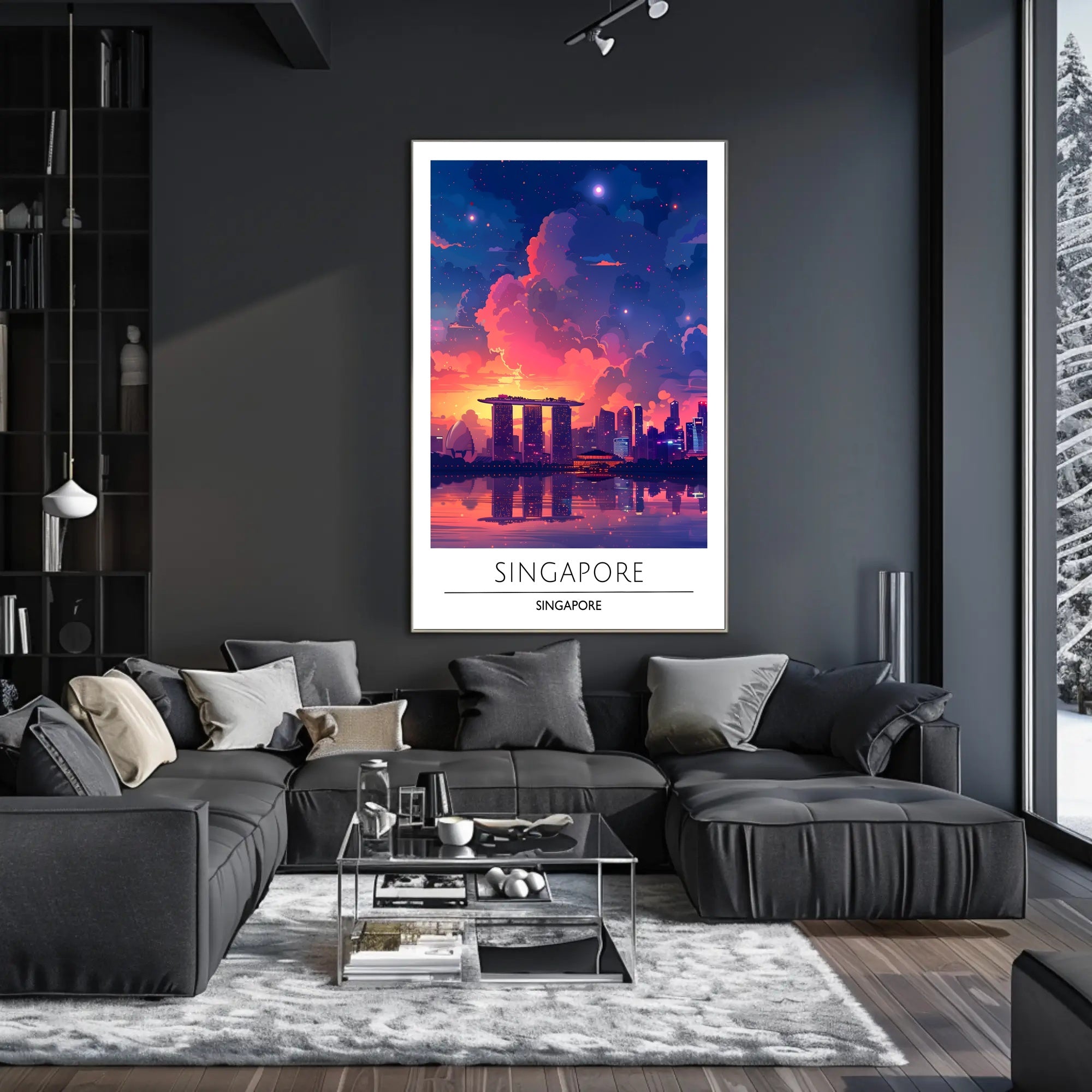 Singapore Skyline Sunset Vista Urban or Cityscape Poster